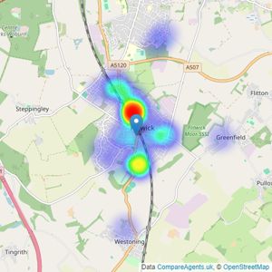 Connells - Flitwick listings heatmap