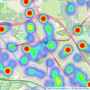 Connells - Great Barr listings heatmap