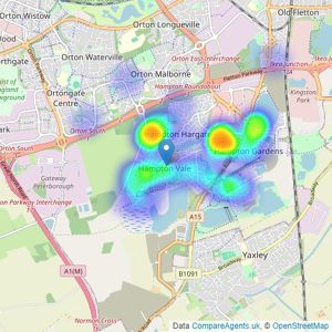 Connells - Hampton listings heatmap