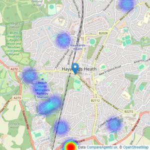 Connells - Haywards Heath listings heatmap