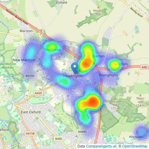 Connells - Headington listings heatmap