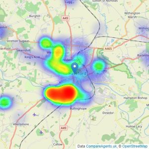 Connells - Hereford listings heatmap