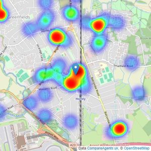 Connells - Horley listings heatmap