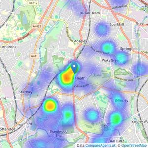 Connells - Kings Heath listings heatmap