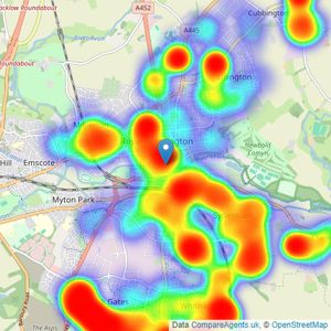 Connells - Leamington Spa listings heatmap