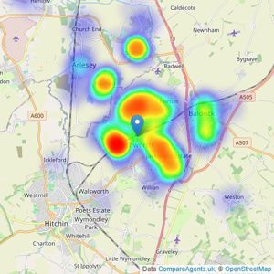 Connells - Letchworth Garden City listings heatmap