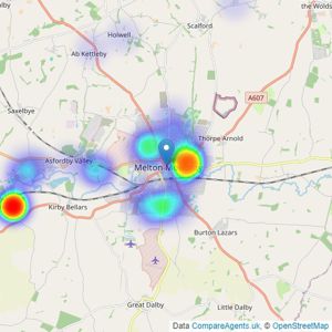 Connells - Melton Mowbray listings heatmap