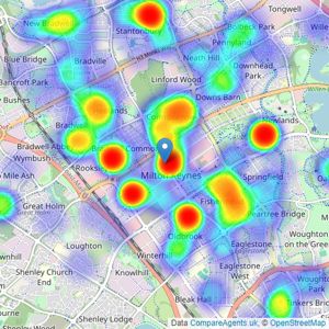 Connells - Milton Keynes listings heatmap