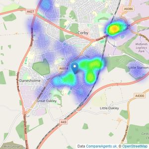 Connells - Oakley Vale listings heatmap