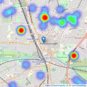 Connells - Peterborough listings heatmap