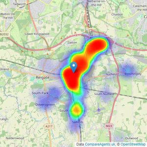 Connells - Redhill listings heatmap