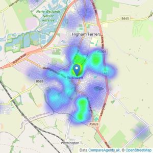 Connells - Rushden listings heatmap