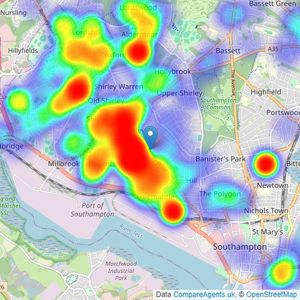 Connells - Shirley listings heatmap