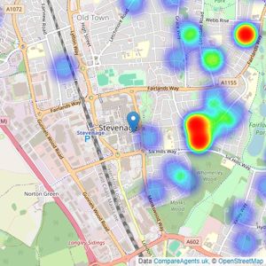 Connells - Stevenage listings heatmap