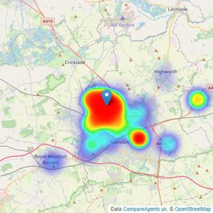 Connells - Swindon (North) listings heatmap