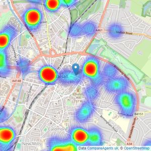 Connells - Walsall listings heatmap