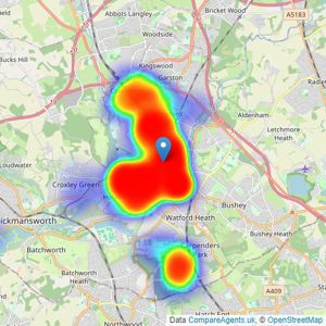 Connells - Watford listings heatmap