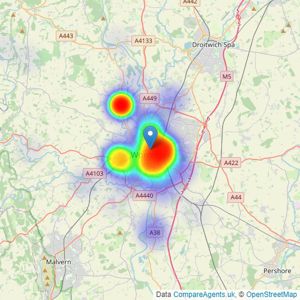 Connells - Worcester listings heatmap