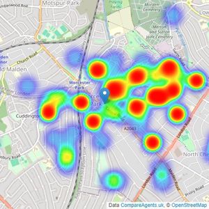 Connor Prince - Worcester Park listings heatmap