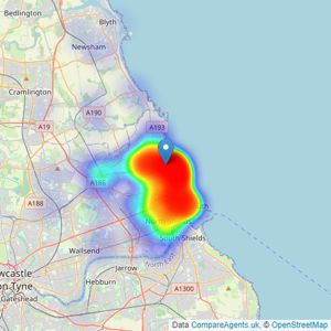 Cooke & Co - Whitley Bay listings heatmap