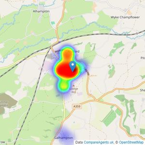 Cooper & Tanner - Castle Cary listings heatmap