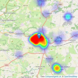 Cooper & Tanner - Shepton Mallet listings heatmap