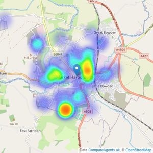 Cooper Estates - Market Harborough listings heatmap