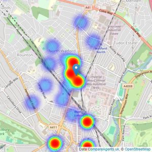 Coopers Estate Agents - Watford listings heatmap