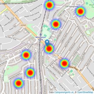 Coopers Residential Ltd - Worcester Park listings heatmap