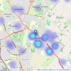 Corley Estate Agents - Oadby listings heatmap