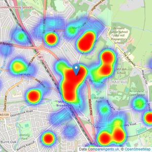 Cosway Estates - Mill Hill listings heatmap