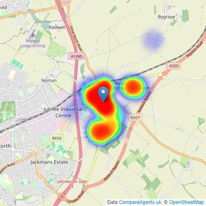 Country Properties - Baldock listings heatmap