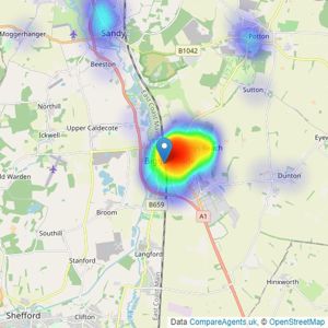 Country Properties - Biggleswade listings heatmap