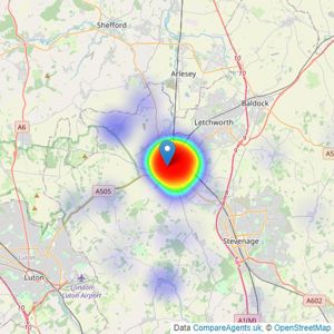 Country Properties - Hitchin listings heatmap