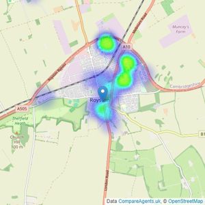 Country Properties - Royston listings heatmap