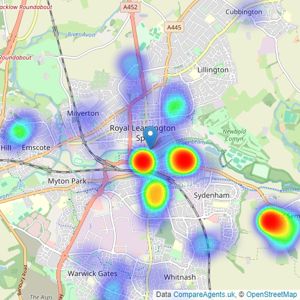 Crabb Curtis Property Services - Leamington Spa listings heatmap