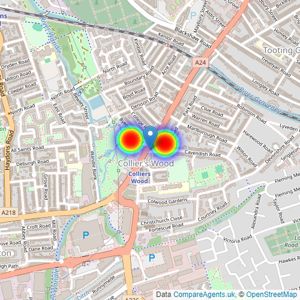 Cross & Prior - Colliers Wood listings heatmap