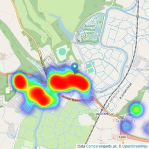 Cubitt & West - Arundel listings heatmap