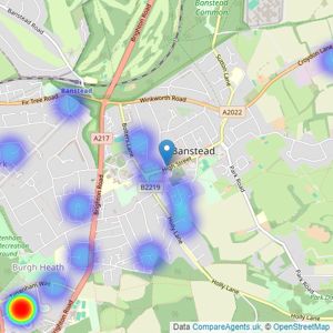 Cubitt & West - Banstead listings heatmap