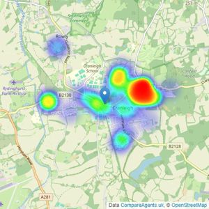 Cubitt & West - Cranleigh listings heatmap