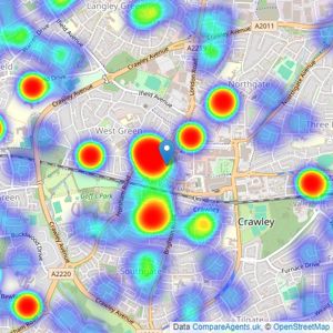 Cubitt & West - Crawley listings heatmap