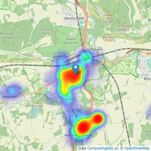 Cubitt & West - Dorking listings heatmap