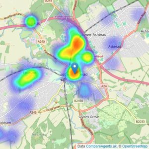 Cubitt & West - Leatherhead listings heatmap