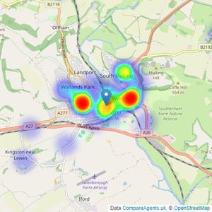 Cubitt & West - Lewes listings heatmap