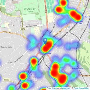 Cubitt & West - Purley listings heatmap