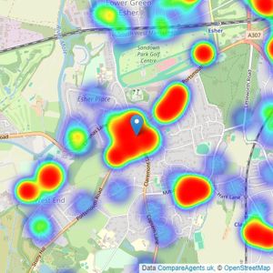 Curchods Estate Agents - Esher listings heatmap