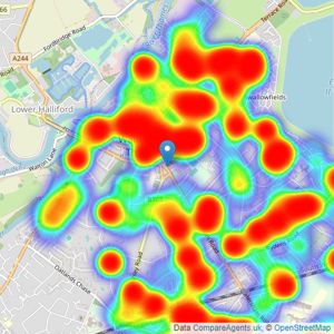 Curchods Estate Agents - Walton-on-Thames listings heatmap