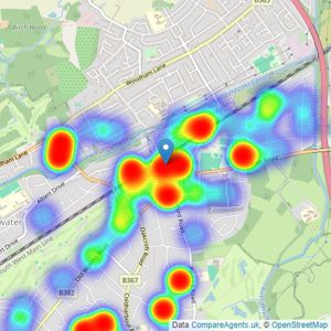 Curchods Estate Agents - West Byfleet listings heatmap