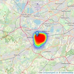 Curchods Estate Agents - Weybridge listings heatmap