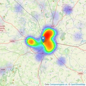 D B Roberts & Partners - Shrewsbury listings heatmap